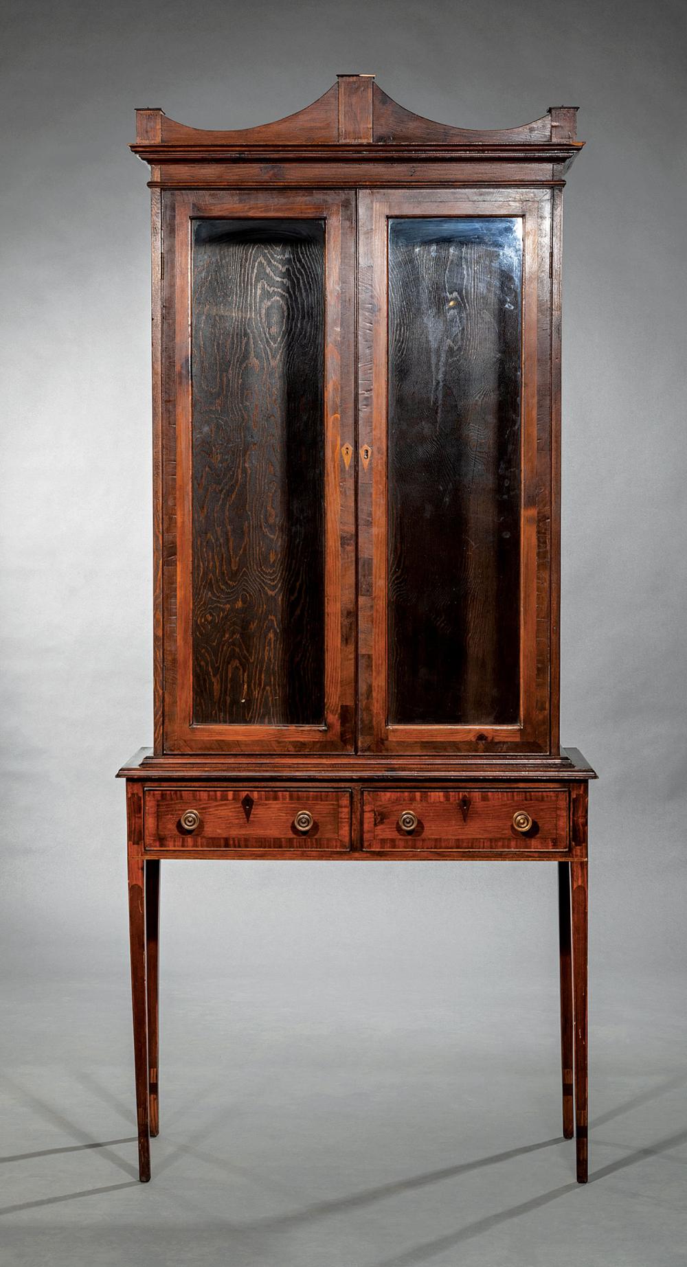 FEDERAL-STYLE INLAID MAHOGANY BOOKCASES