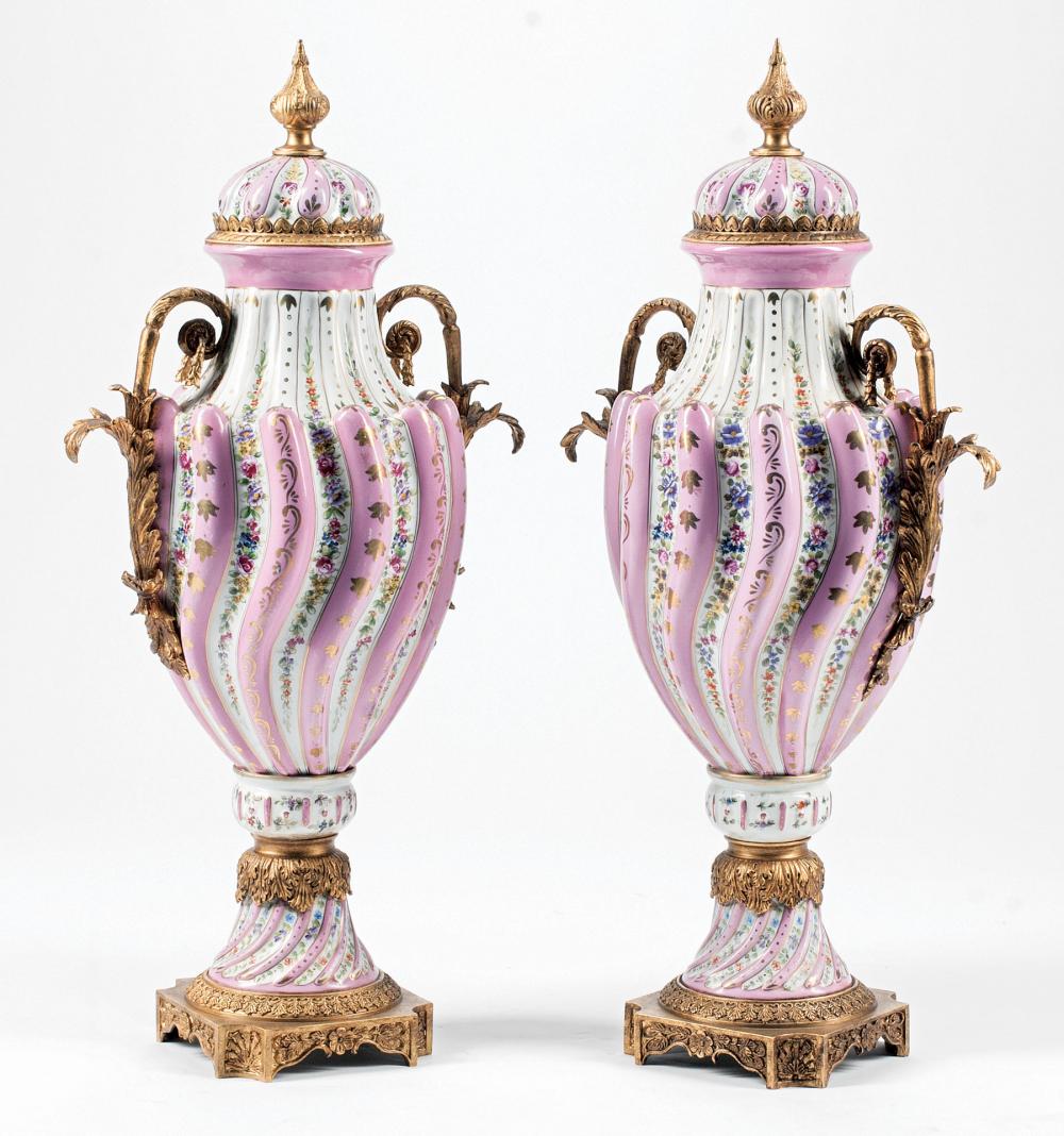 BRONZE-MOUNTED AND GILT PORCELAIN COVERED