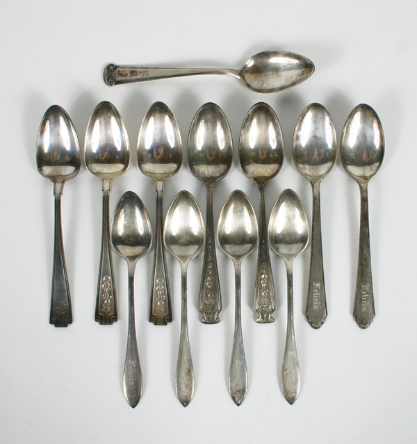 Lot of 12 sterling spoons: four