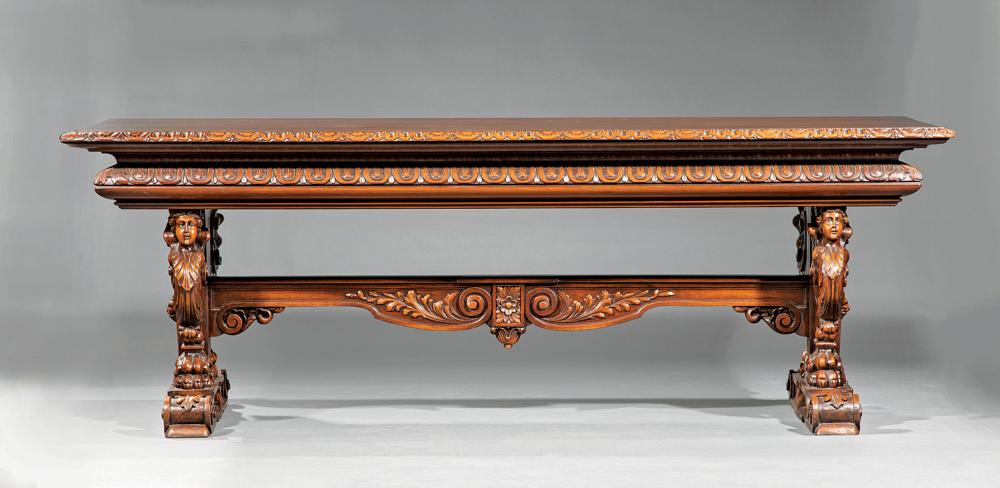 ITALIAN CARVED WALNUT HALL TABLEItalian 31ad76