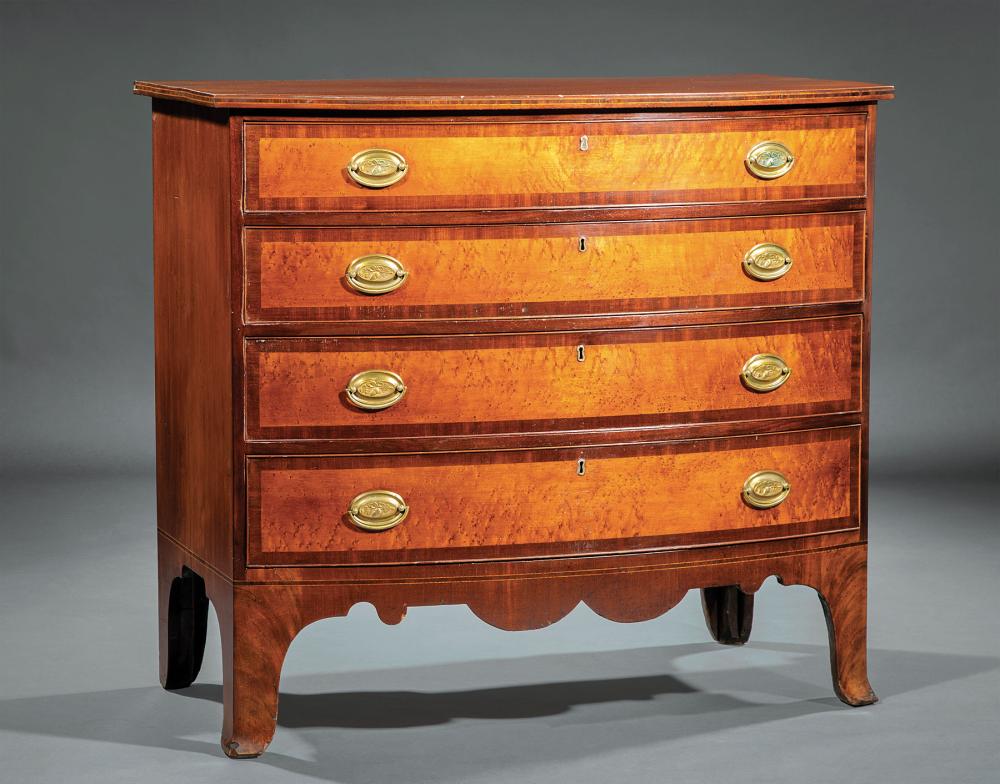 MAHOGANY AND BIRDSEYE MAPLE CHEST OF