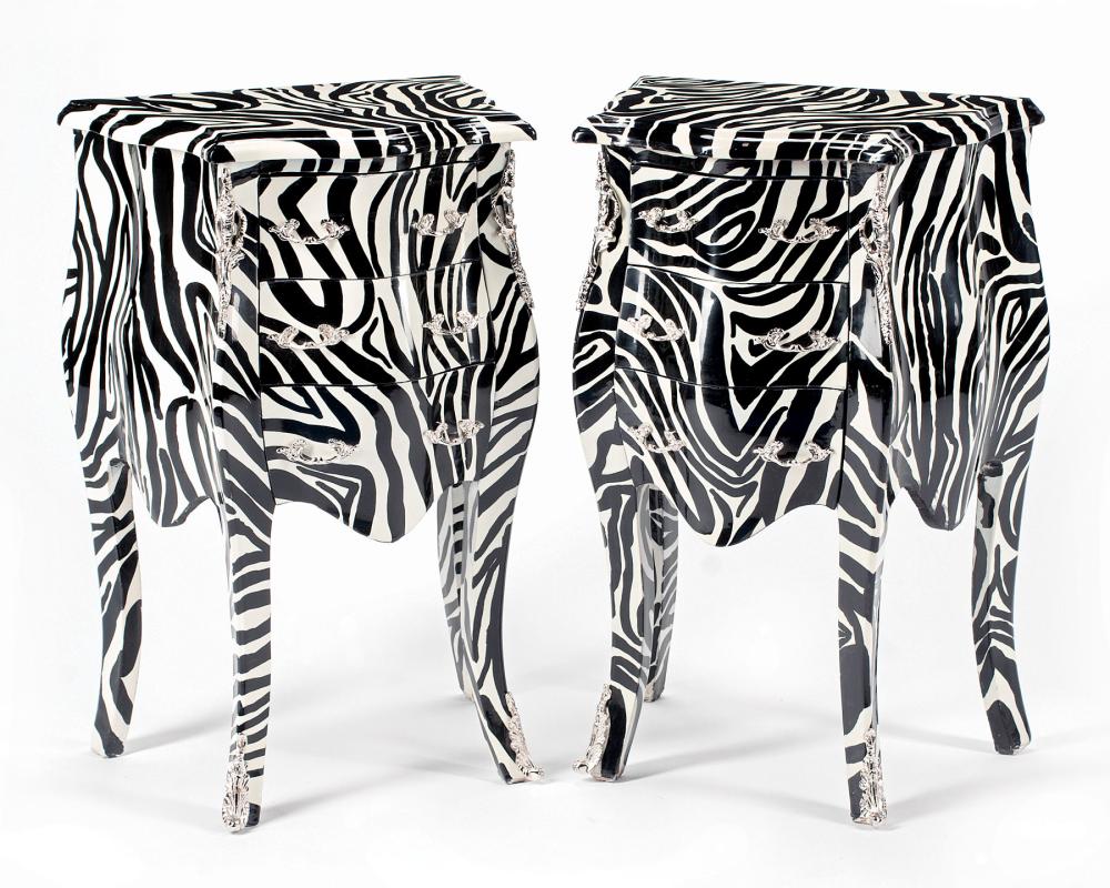 BRONZE-MOUNTED, "ZEBRA" LACQUERED