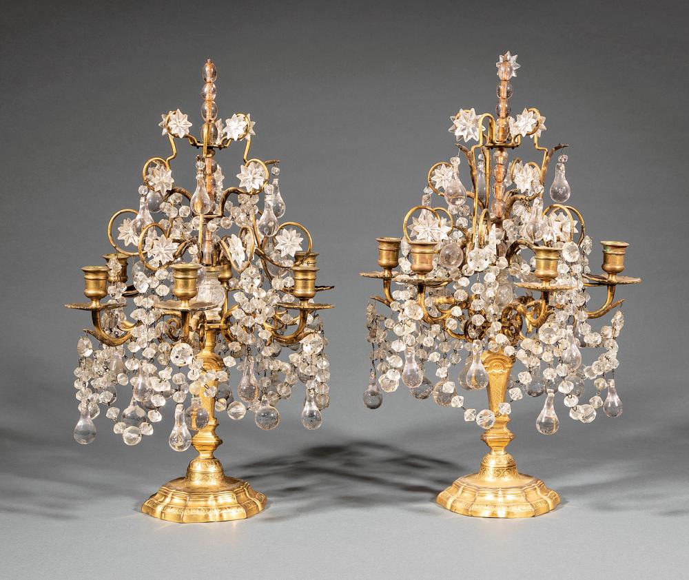 PAIR OF FRENCH BRONZE AND CUT GLASS 31ae1b