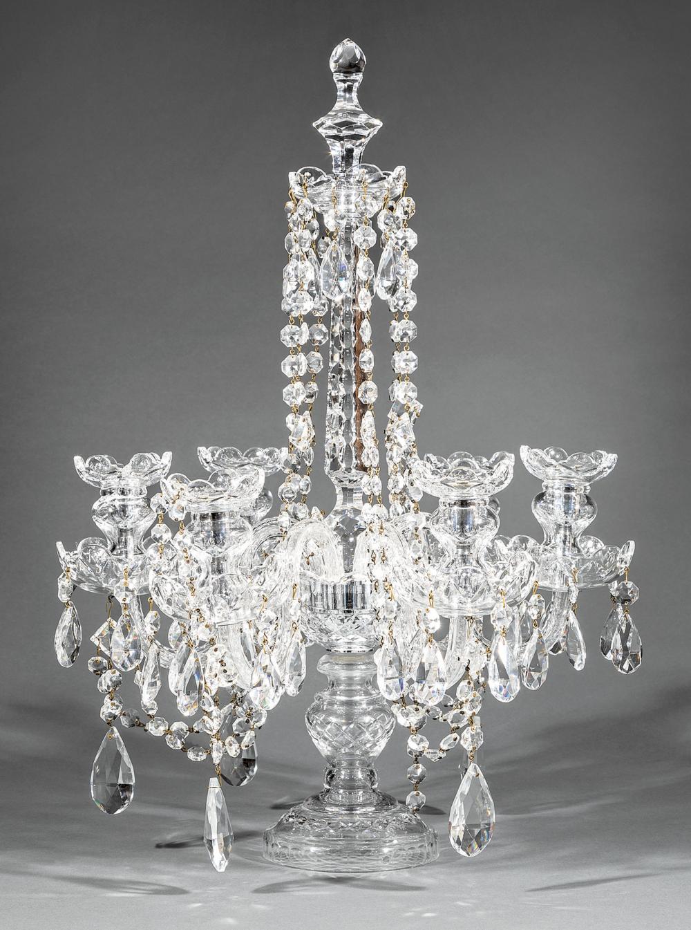 FRENCH CUT CRYSTAL SIX LIGHT GIRANDOLEFrench 31ae1c