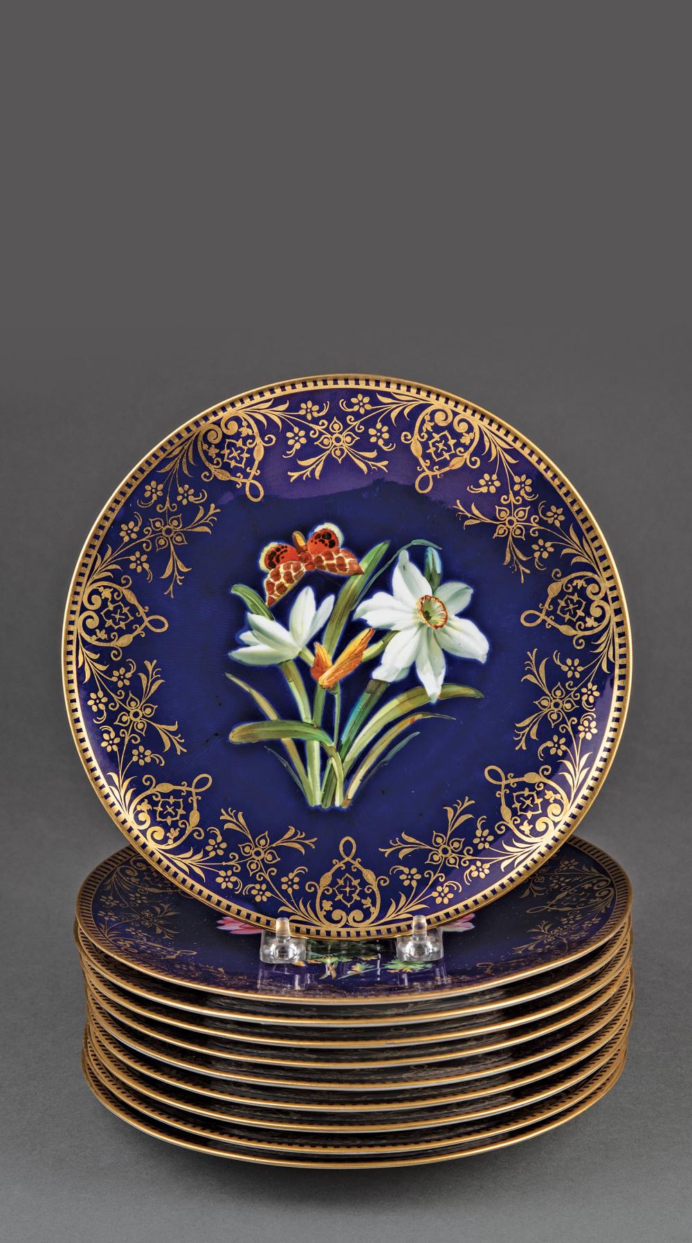 ENGLISH POLYCHROME, GILT PORCELAIN