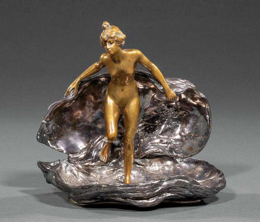 FRENCH GILT AND SILVERED BRONZE