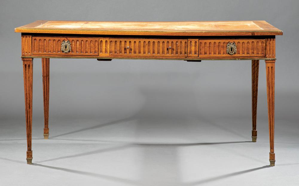 BRONZE-MOUNTED CARVED WALNUT BUREAU