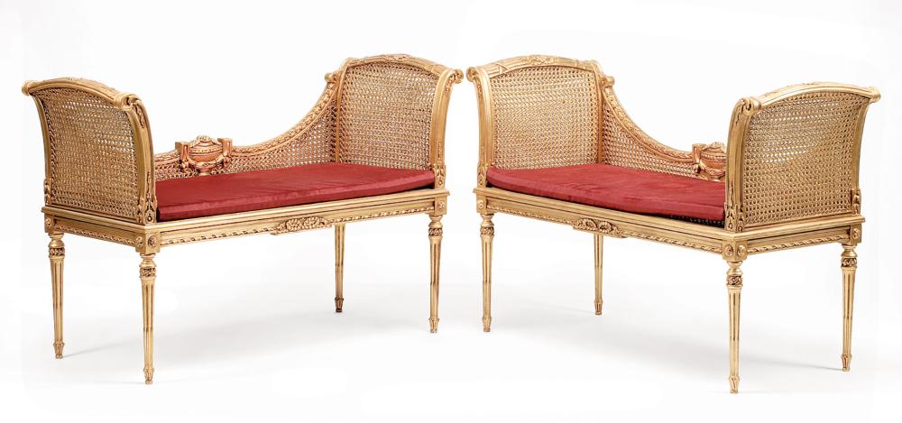 LOUIS XVI-STYLE GILTWOOD AND CANED