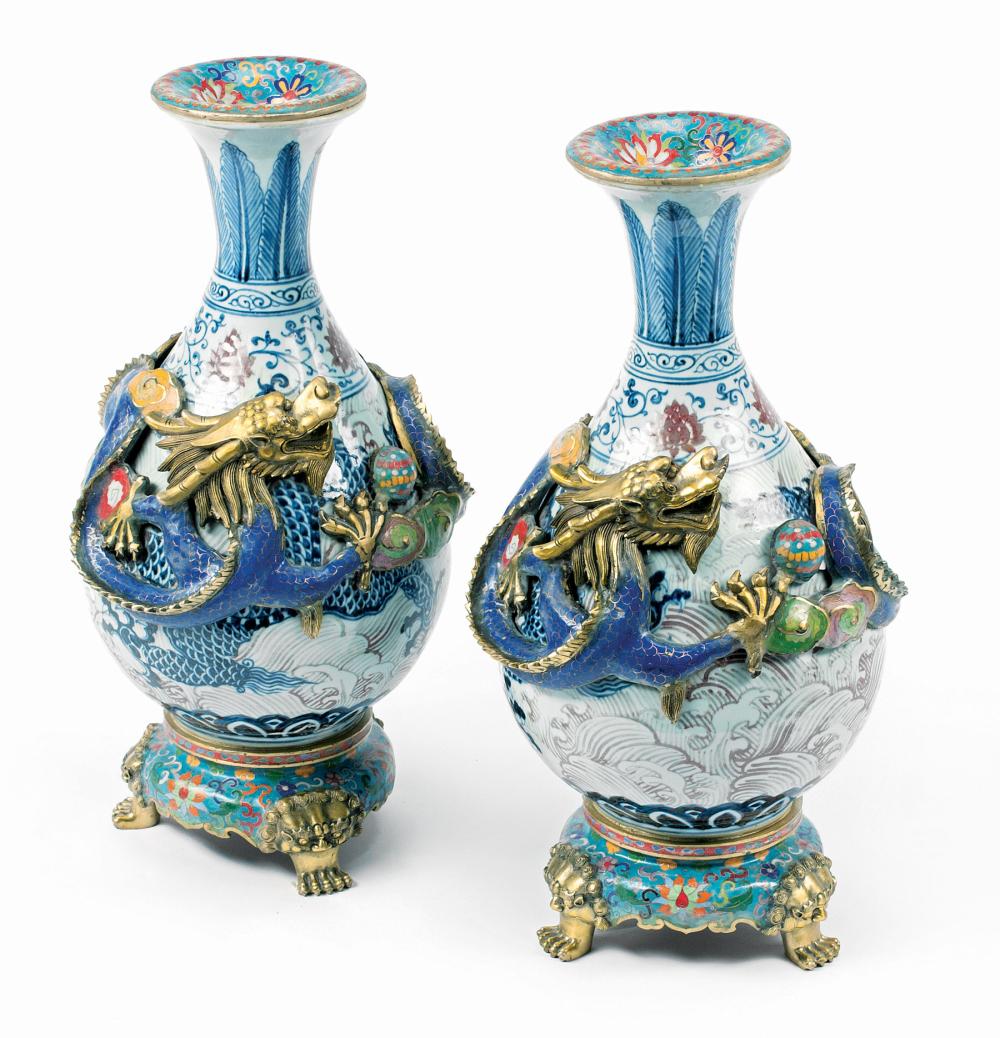 CLOISONNé ENAMEL-MOUNTED, PORCELAIN