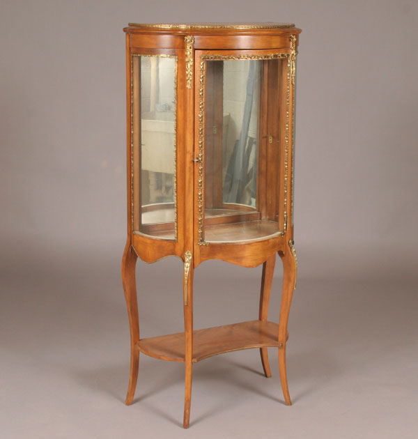 French style curved glass front curio