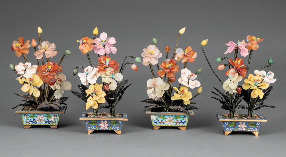 CHINESE HARDSTONE TREES IN CLOISONN  31aed1