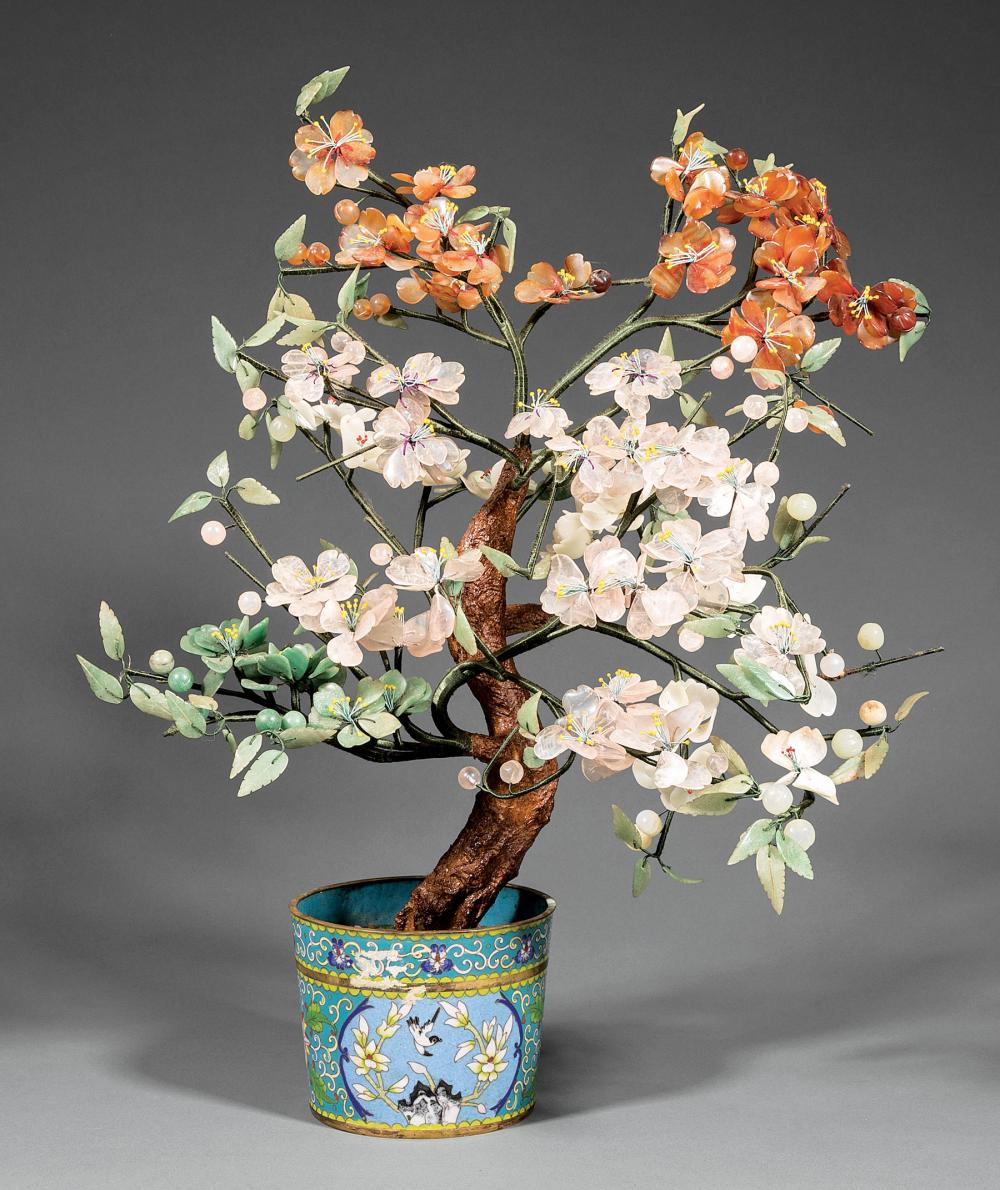 CHINESE TREE IN CLOISONNé ENAMEL
