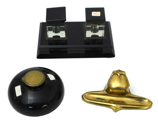 TWO ART DECO INKWELL DESK SETS 31af09