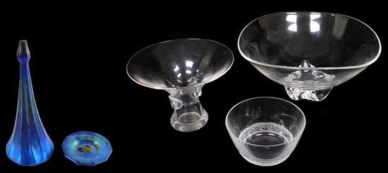GLASS: FOUR SIGNED GLASS VESSELS,