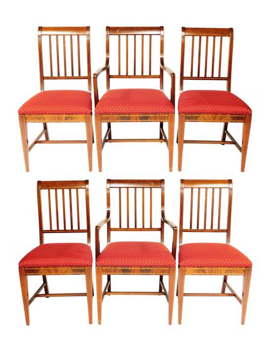 SIX FEDERAL STYLE DINING CHAIRS,