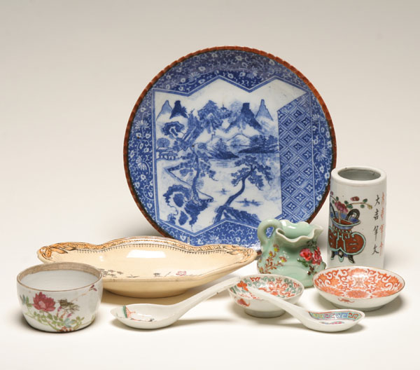 Asian theme porcelain items; transfer