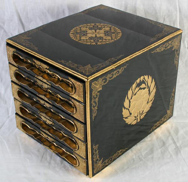 Asian storage box with hand worked