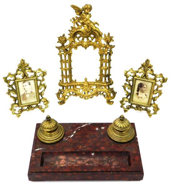 19TH C GILDED METAL DESK ACCESSORIES  31afd7