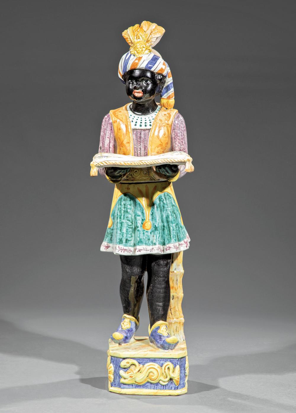 POLYCHROME PAINTED BLACKAMOOR CARD STANDContinental