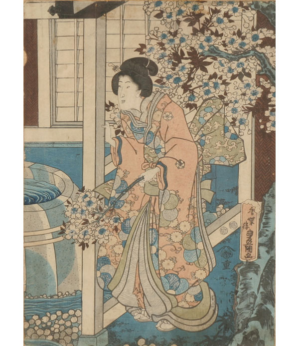 Japanese color woodblock print on rice