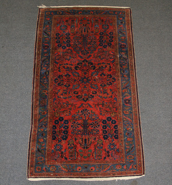 hand loomed oriental rug. 83" x