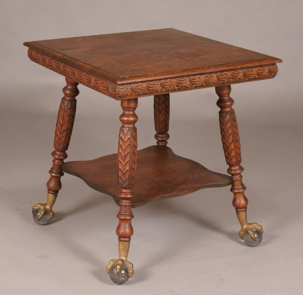 Large Victorian oak lamp table  4f80b