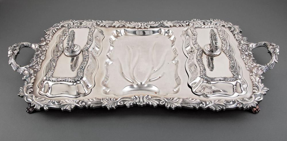 TWO SILVERPLATE TRAYS & SILVERPLATE