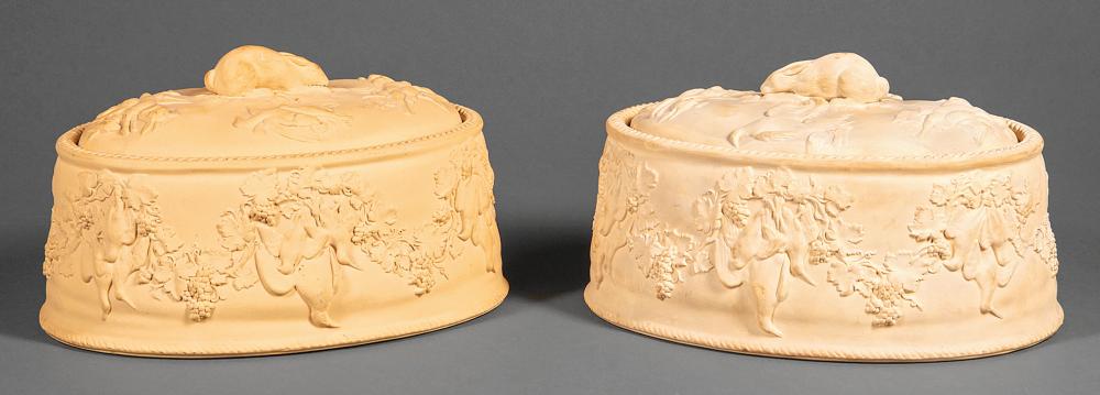 TWO WEDGWOOD CANEWARE COVERED GAME