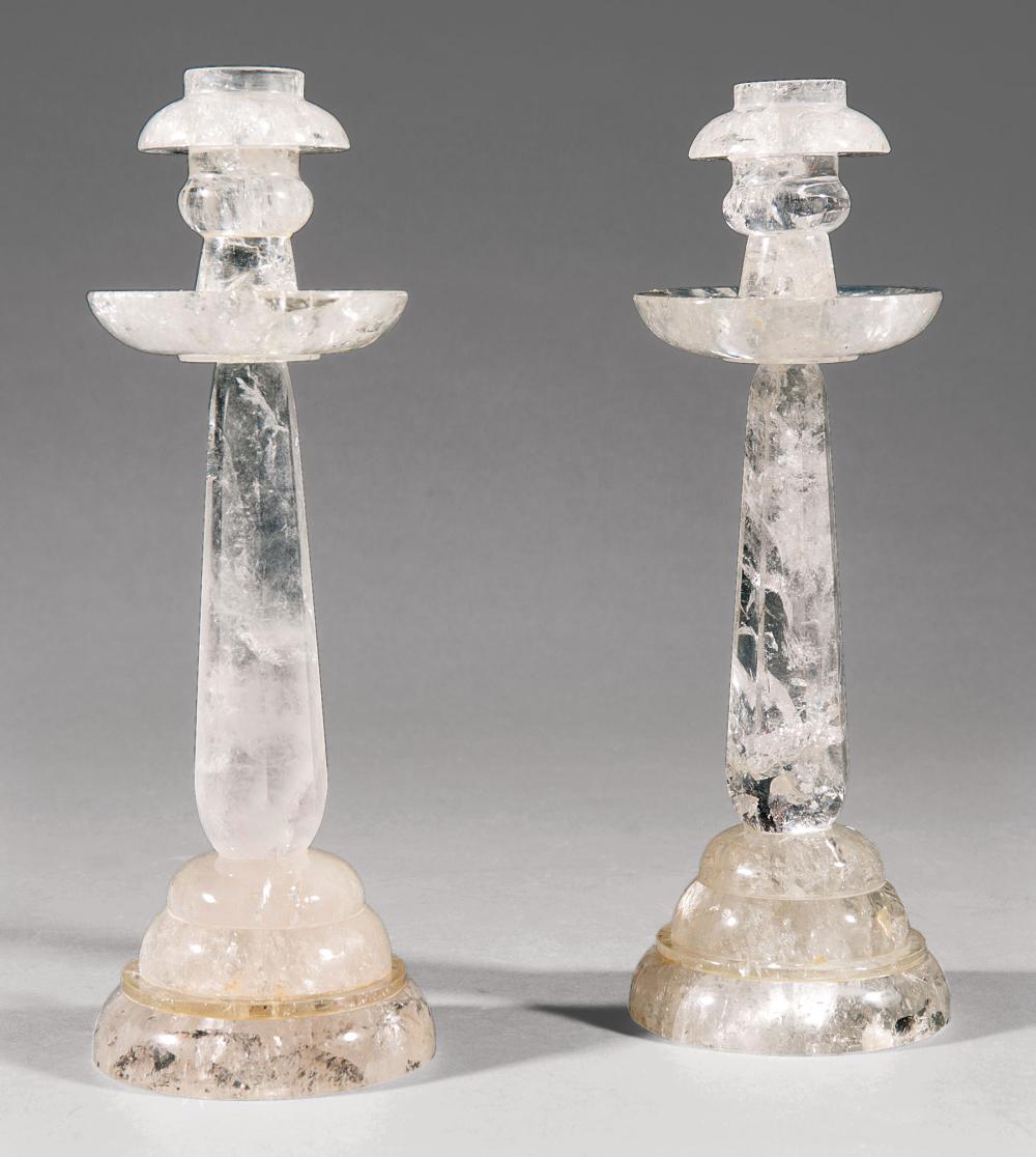 PAIR OF ROCK CRYSTAL CANDLESTICKSPair 31b110