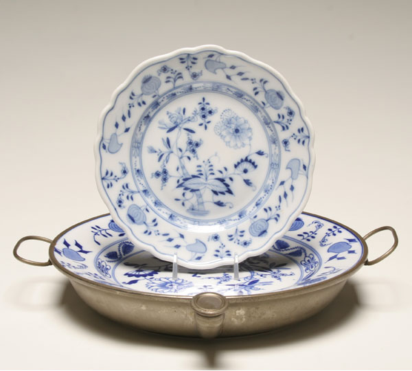 Meissen hand painted  blue onion plates;