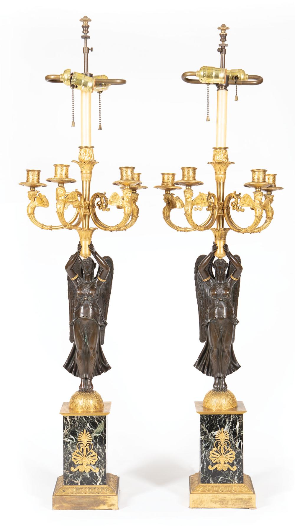 GILT AND PATINATED BRONZE CANDELABRAPair 31b1ae
