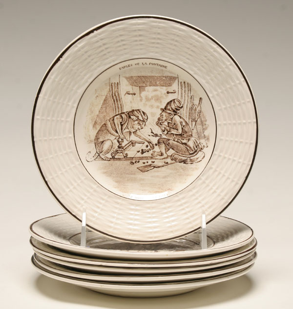 French porcelain plates; transfer