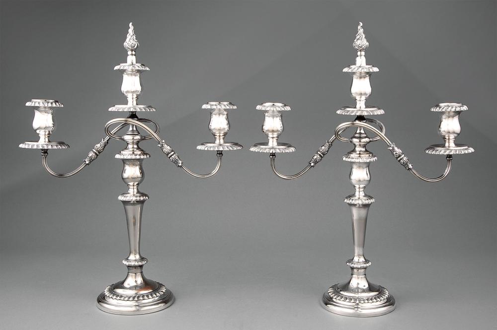 GEORGIAN STYLE SILVERPLATE CANDELABRAPair 31b1e6