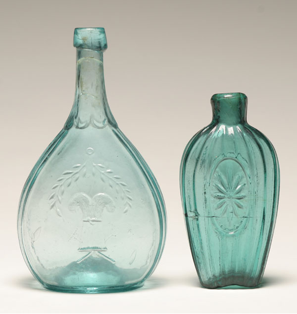 Early mold blown glass bottles.