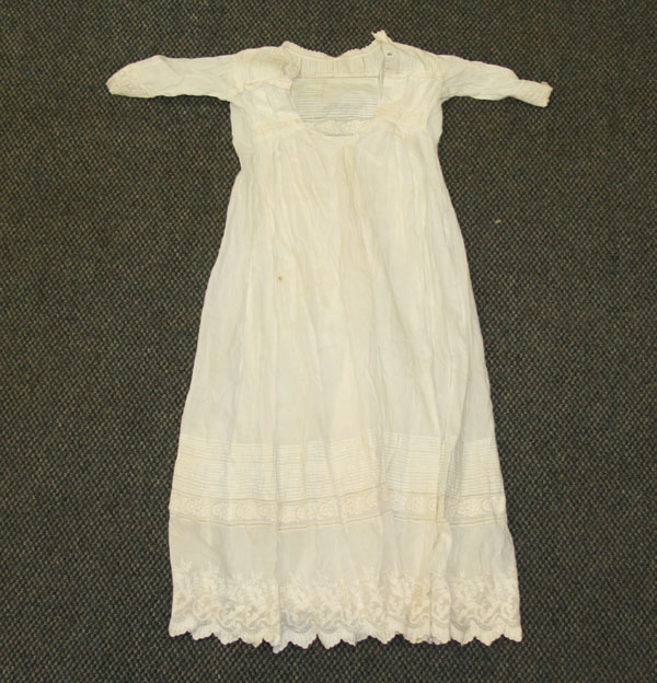 Christening gowns and bonnet; one