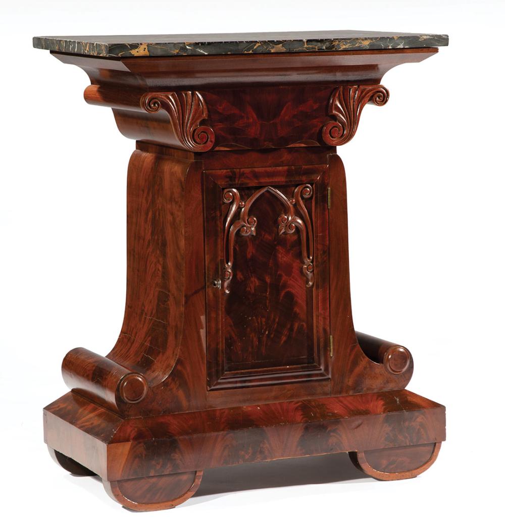 CARVED MAHOGANY MIXING CABINETAmerican 31b24c