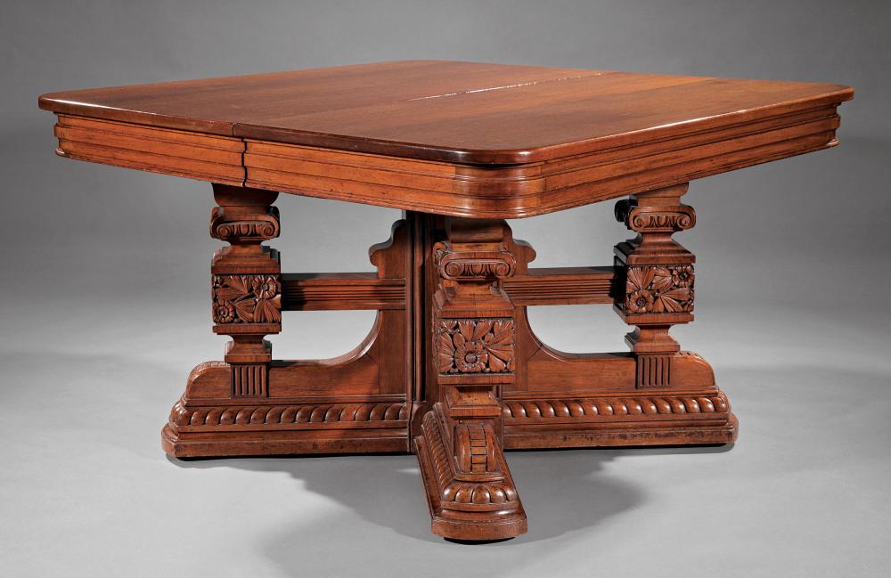 CARVED WALNUT DINING TABLE ATTR  31b247