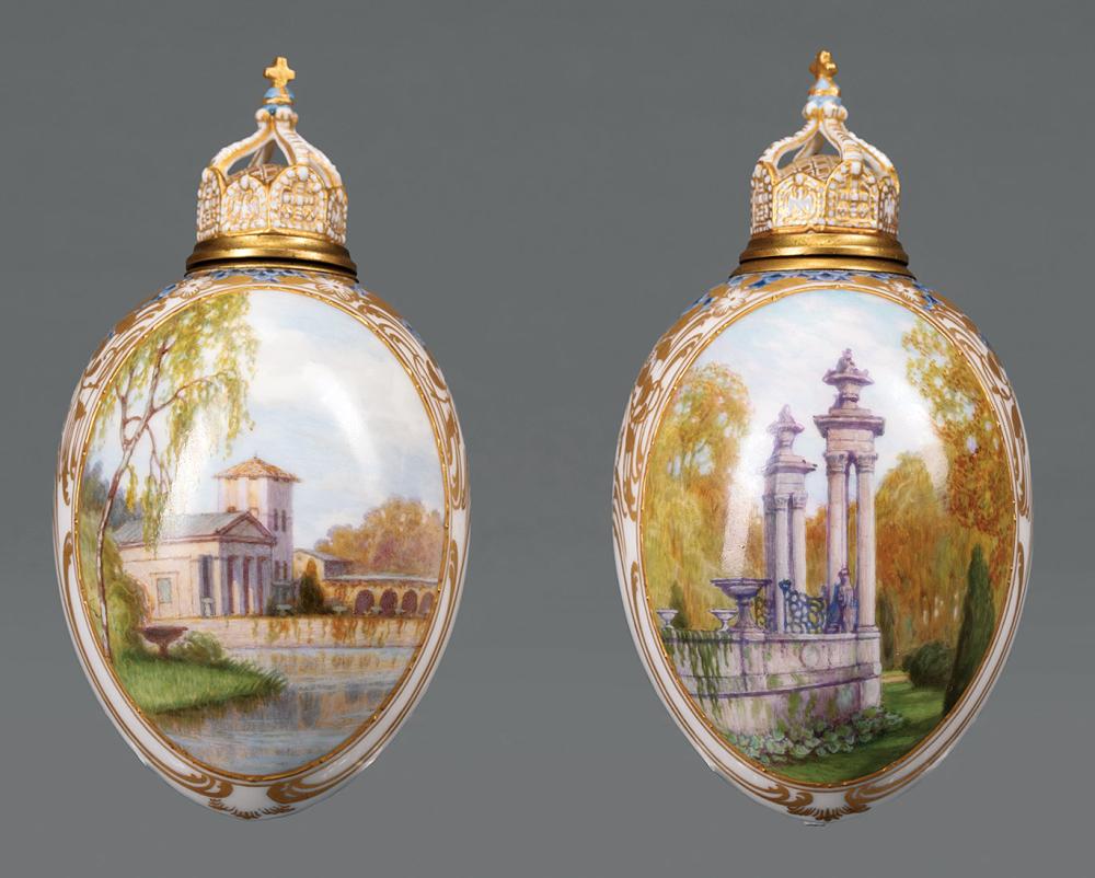 POLYCHROME AND GILT PORCELAIN VESSELSPair