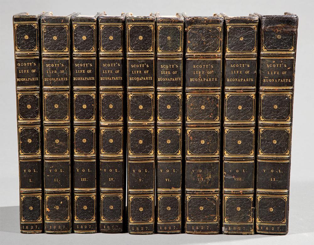 SCOTT'S LIFE OF NAPOLEON, 9 VOLUMES[Leather