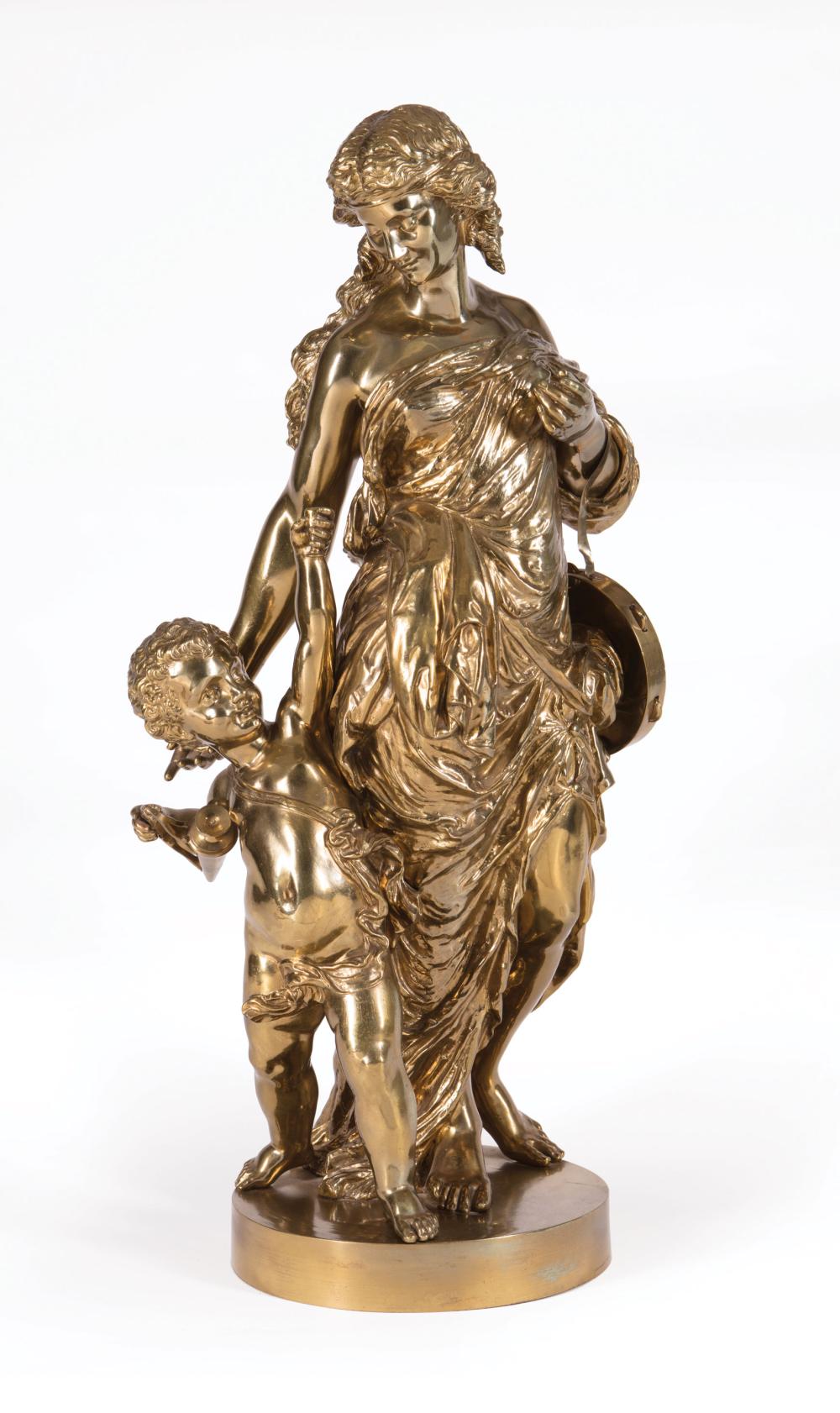 BRONZE FIGURAL OF NYMPH WITH YOUNG