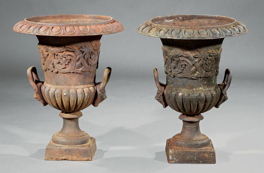 PAIR OF AMERICAN CAST IRON URNSPair