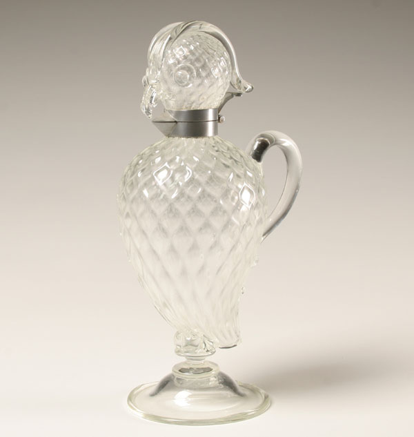 Avian form figural glass decanter;