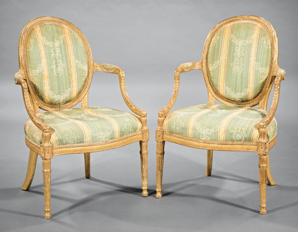 LOUIS XVI-STYLE GILTWOOD FAUTEUILSPair