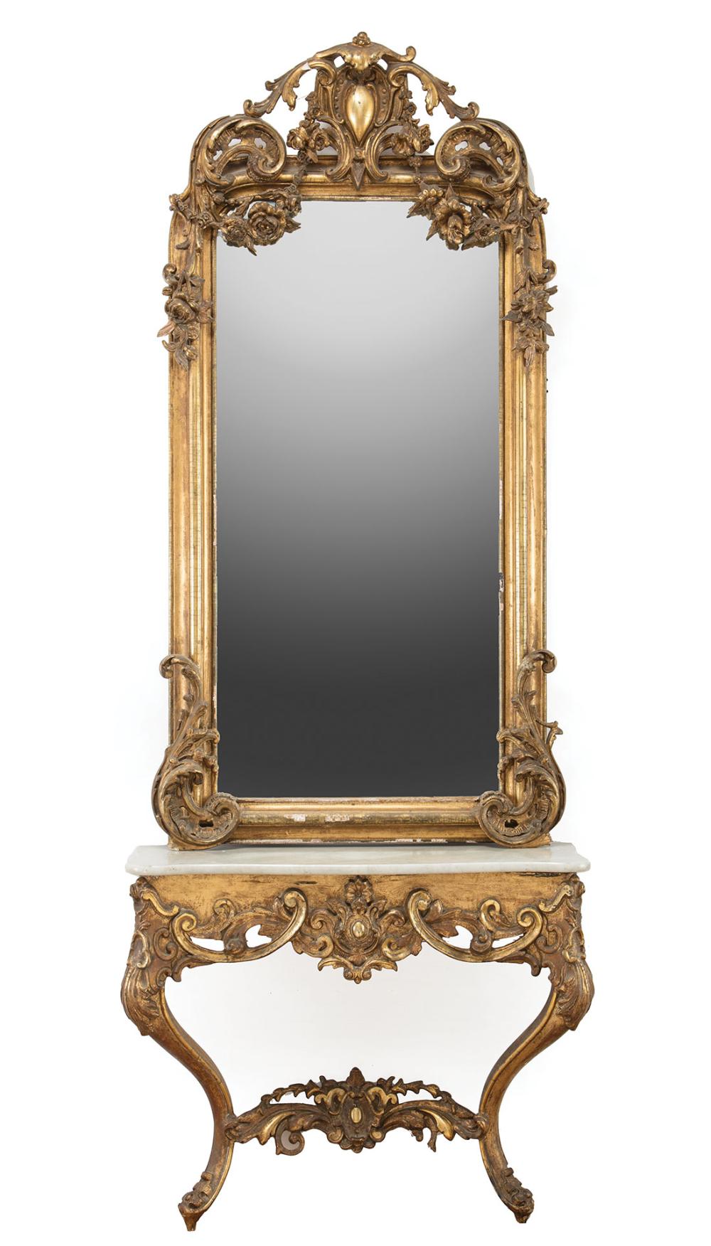 GILTWOOD PIER MIRROR AND CONSOLE