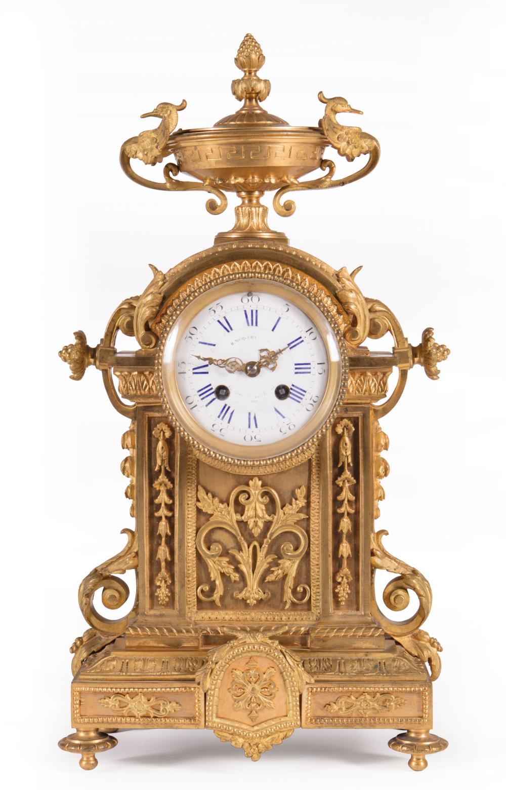 NAPOLEON III GILT BRONZE MANTEL CLOCKNapoleon