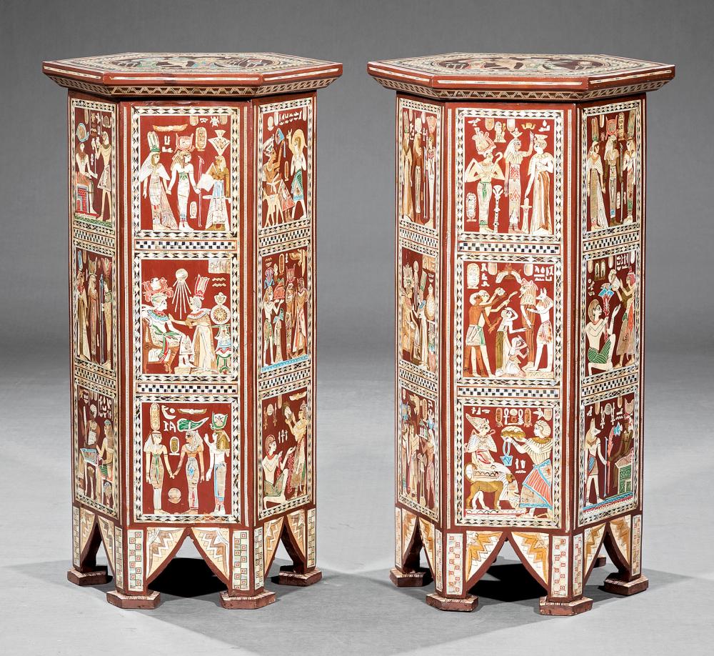 EGYPTIANESQUE INLAID HARDWOOD TABLESPair 31b311