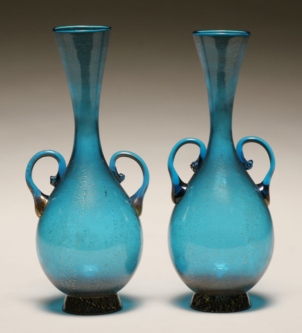 Lot of 2 Murano glass vases, blue,
