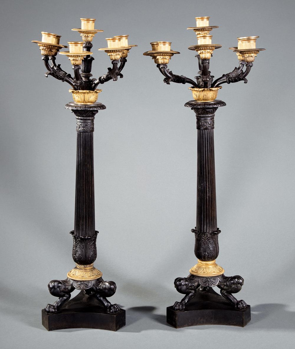 PAIR GILT PATINATED BRONZE CANDELABRAPair 31b36c