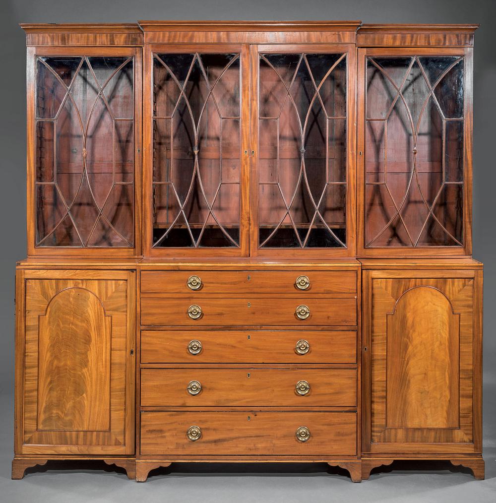 MAHOGANY BREAKFRONT SECRETARY-BOOKCASEGeorge