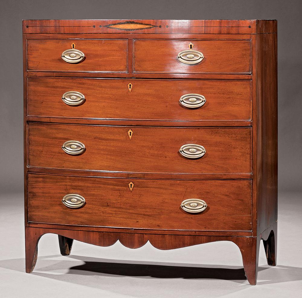 INLAID MAHOGANY BOWFRONT CHEST 31b385